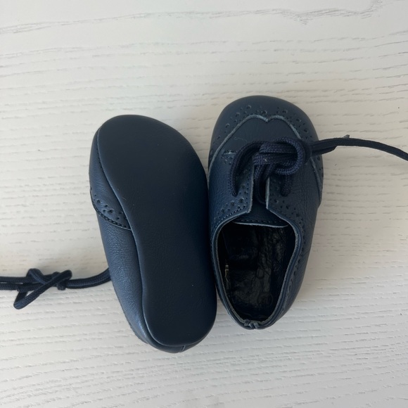 Baby Boy Leather Dark Navy Little Shoes. Size 18. NEW - Picture 7 of 8